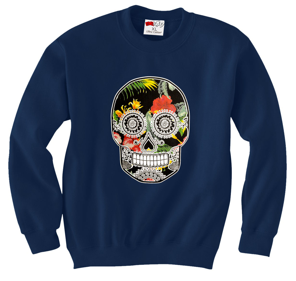 Floral Sugar Skull Crew Neck Sweatshirt