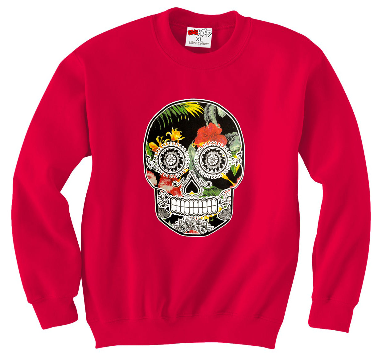 Floral Sugar Skull Crew Neck Sweatshirt