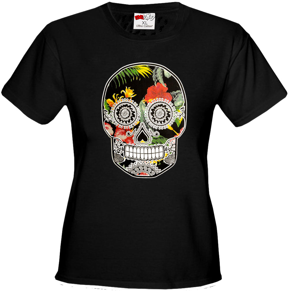 Floral Sugar Skull Girl's T-Shirt