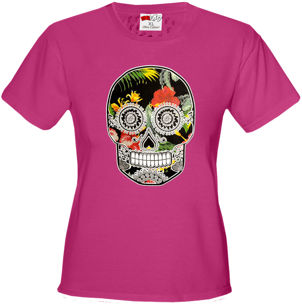 Floral Sugar Skull Girl's T-Shirt