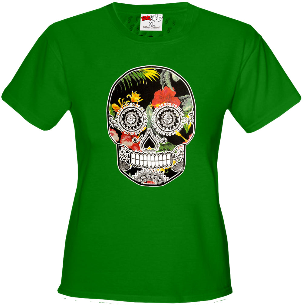 Floral Sugar Skull Girl's T-Shirt