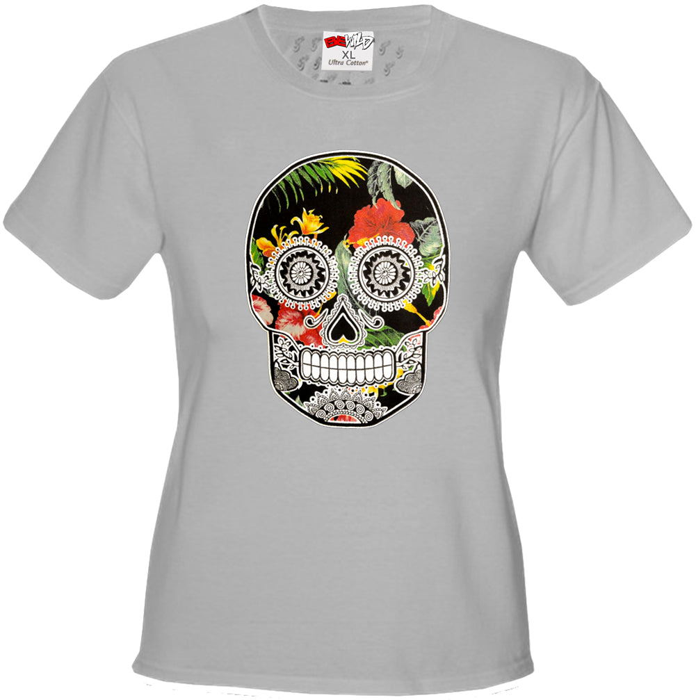 Floral Sugar Skull Girl's T-Shirt
