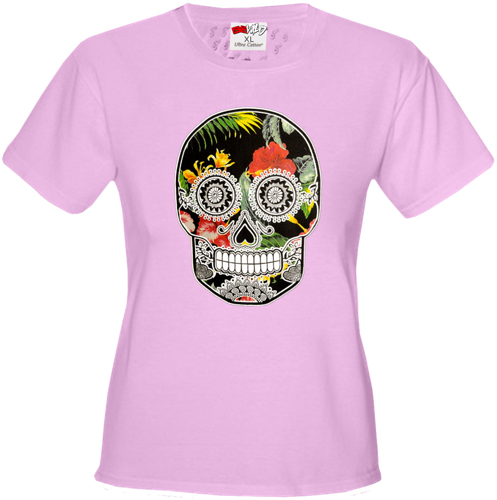 Floral Sugar Skull Girl's T-Shirt