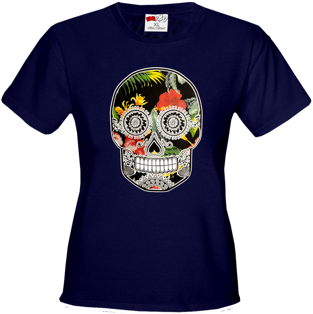 Floral Sugar Skull Girl's T-Shirt