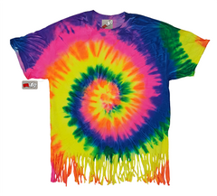 Fluorescent Mutil Rainbow Tie Dye Fringe Kids T-shirt