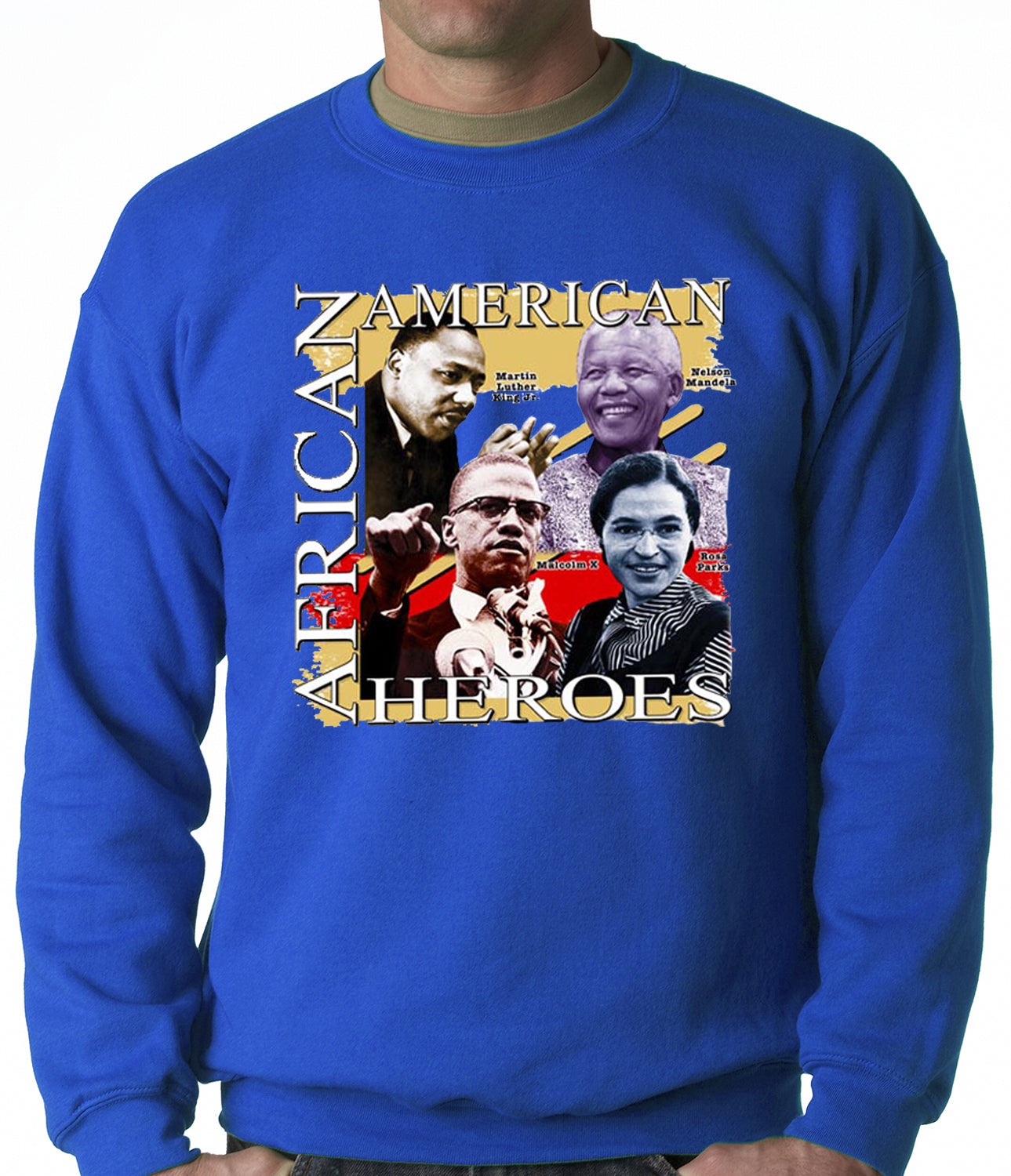 Full Color African American Heroes Adult Crewneck