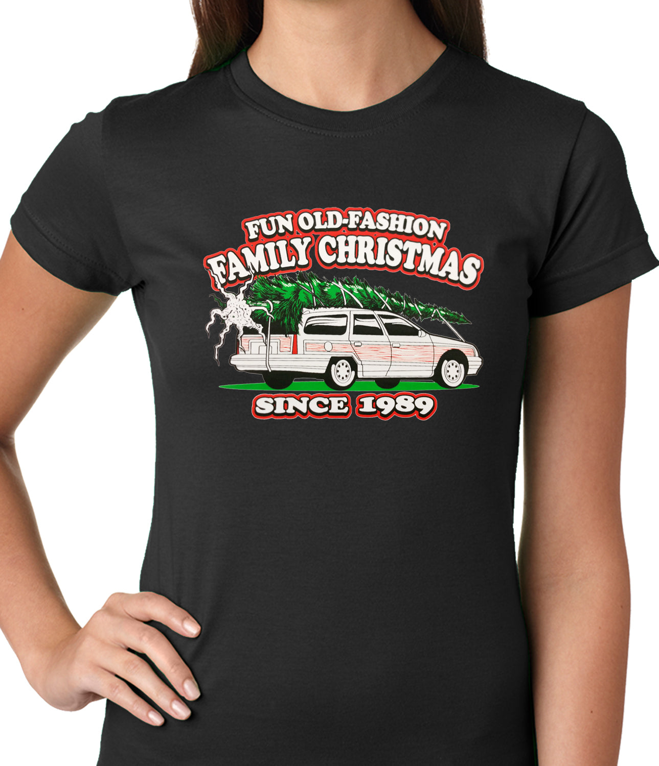 Fun Old-Fashioned Family Christmas Since 1989 Ladies T-shirt