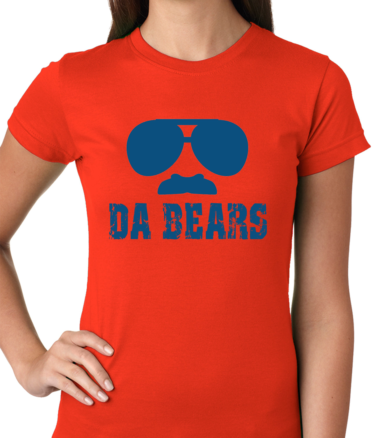Funny "Da Bears" Sunglasses & Mustache Ladies T-shirt