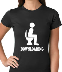 Funny Downloading Poop Ladies T-shirt
