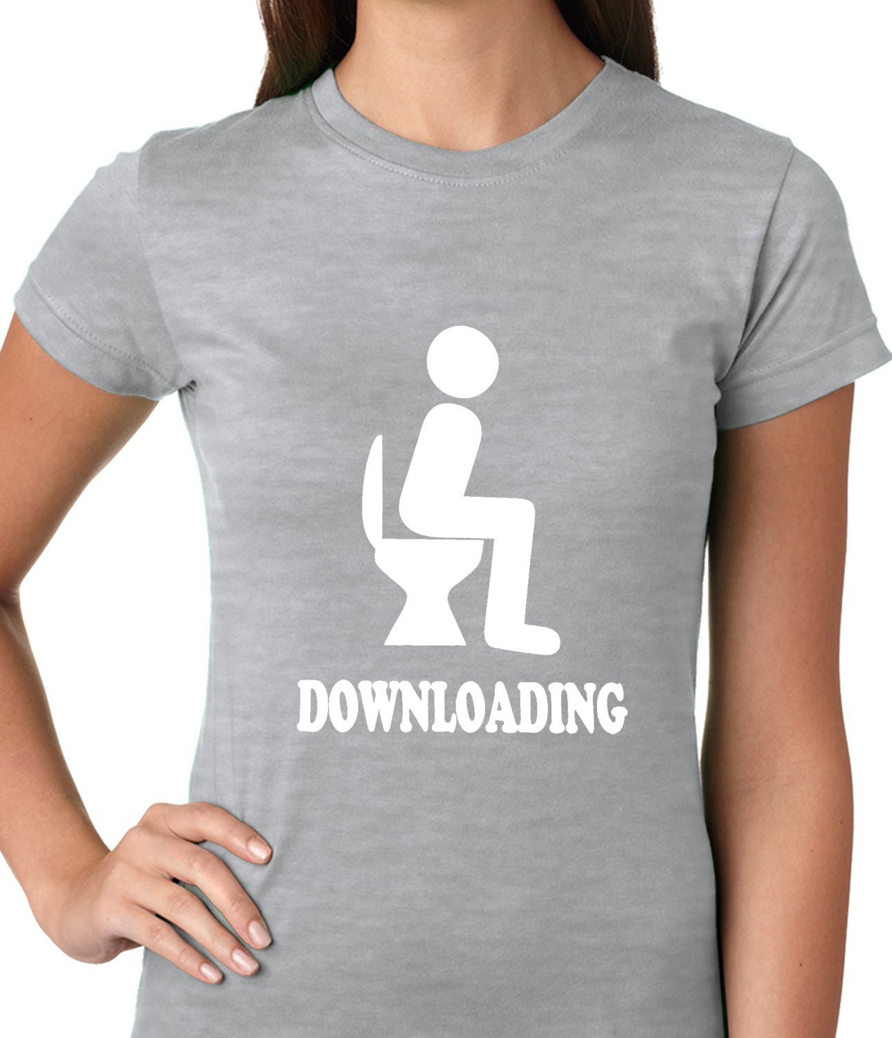 Funny Downloading Poop Ladies T-shirt