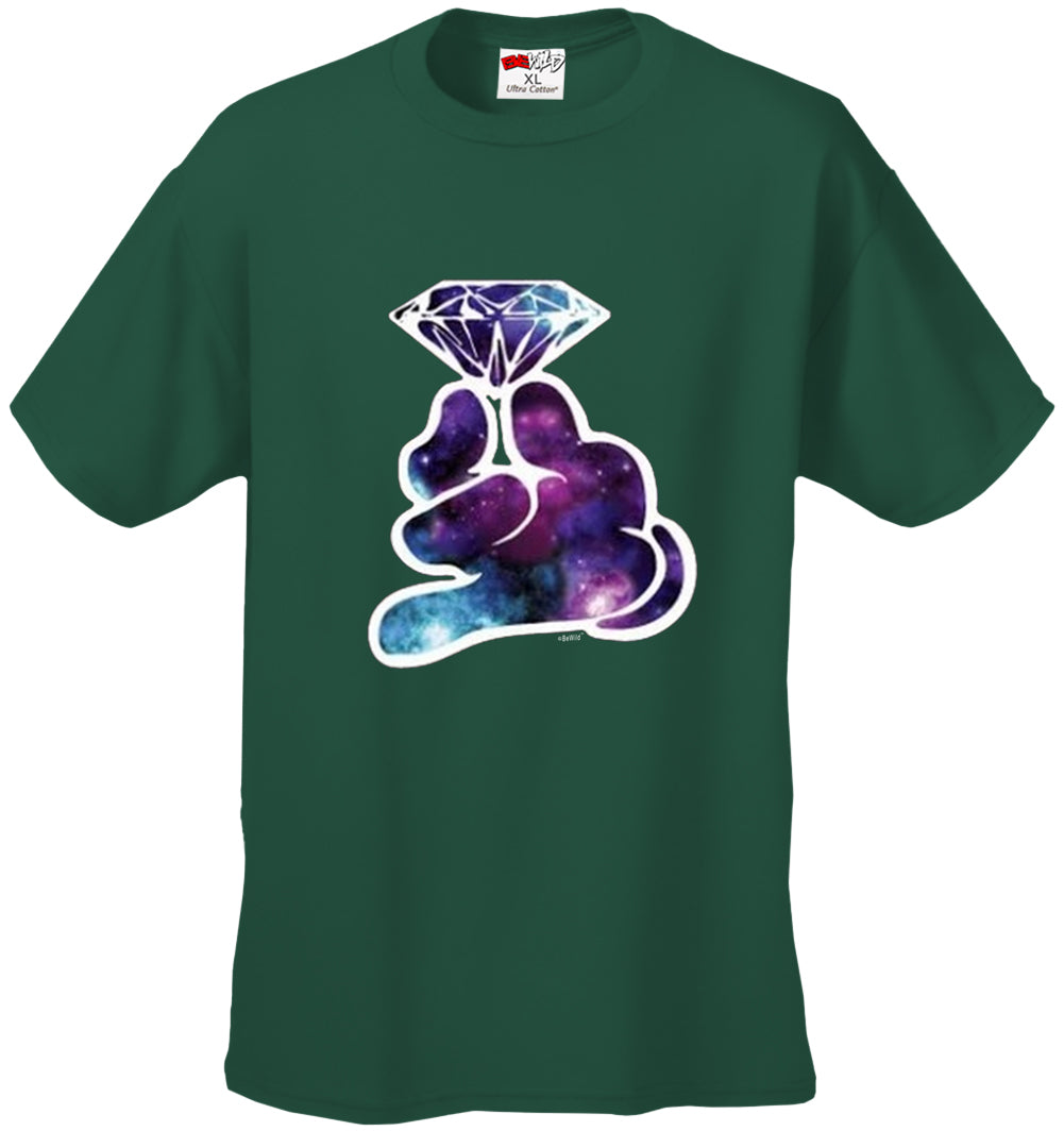 Galaxy Cartoon Hand Holding Diamond Men's T-Shirt