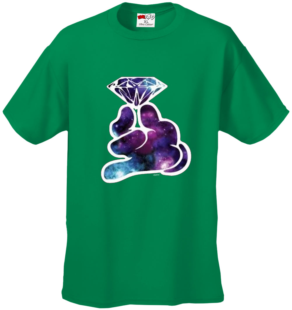 Galaxy Cartoon Hand Holding Diamond Men's T-Shirt