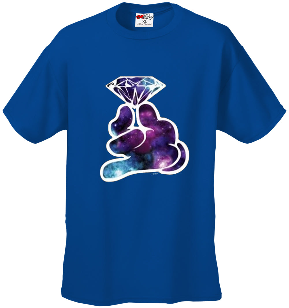 Galaxy Cartoon Hand Holding Diamond Men's T-Shirt