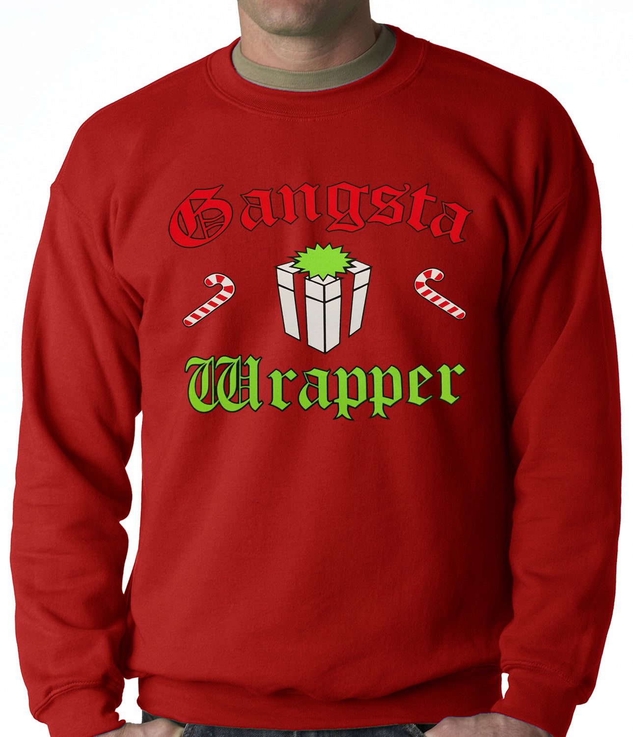 Gangsta Wrap Funny Christmas Adult Crewneck