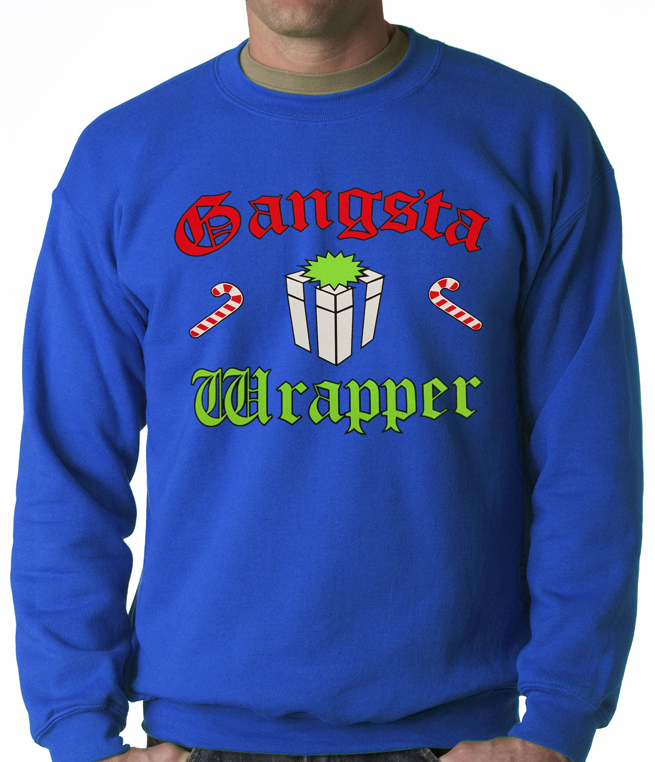 Gangsta Wrap Funny Christmas Adult Crewneck