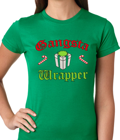 Gangsta Wrap Funny Christmas Ladies T-shirt