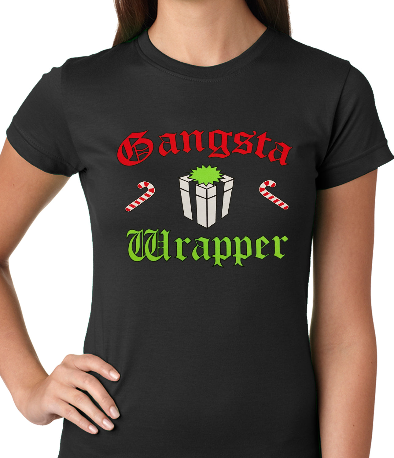 Gangsta Wrap Funny Christmas Ladies T-shirt