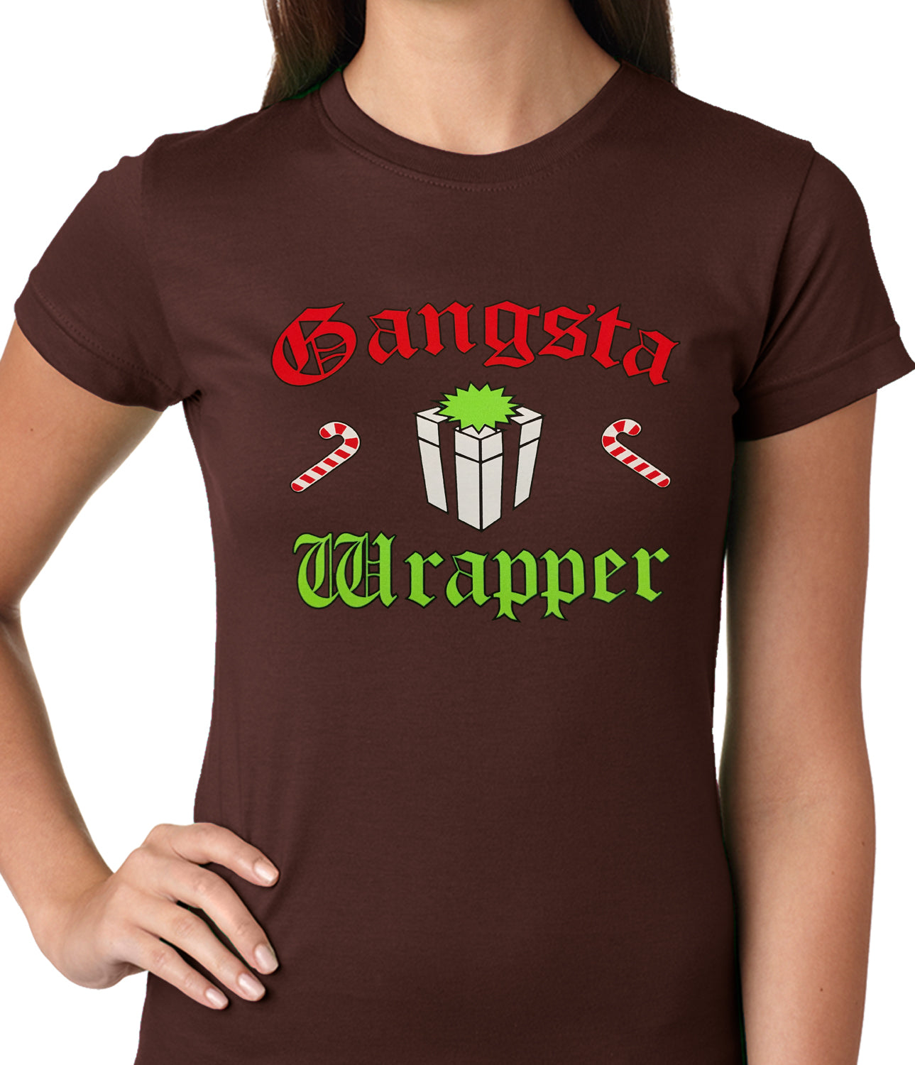 Gangsta Wrap Funny Christmas Ladies T-shirt