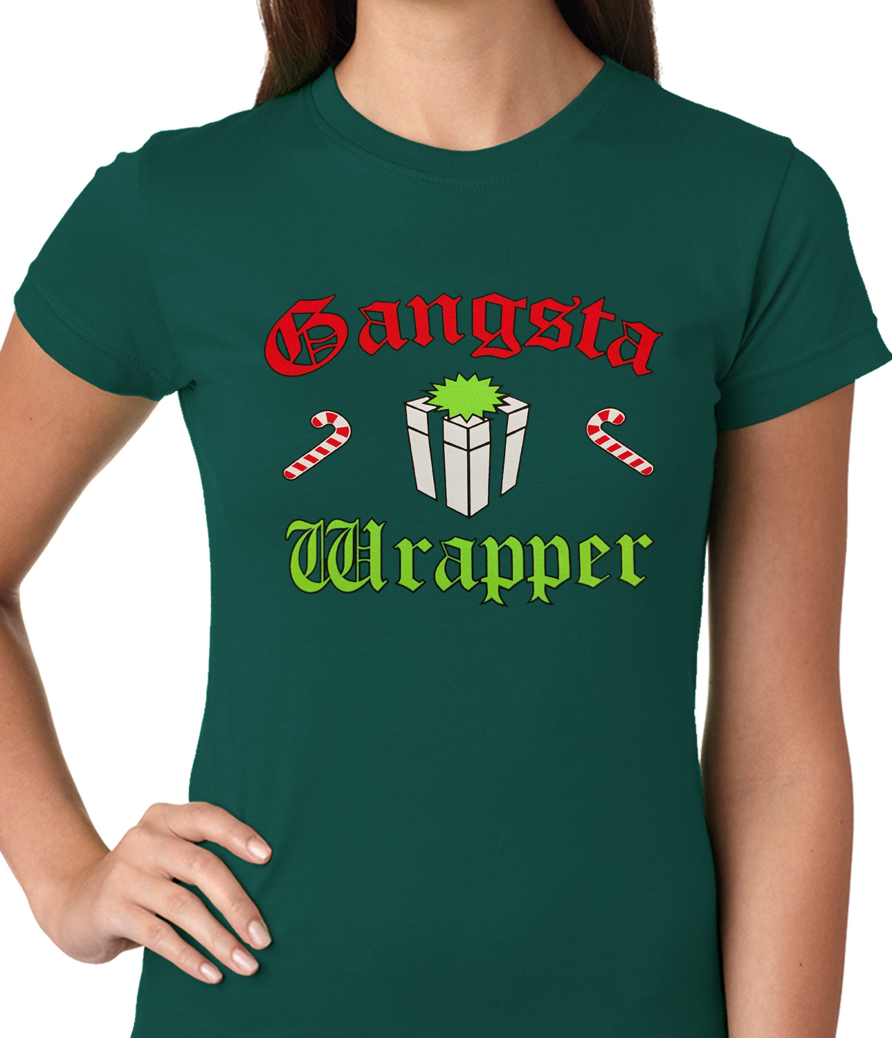 Gangsta Wrap Funny Christmas Ladies T-shirt