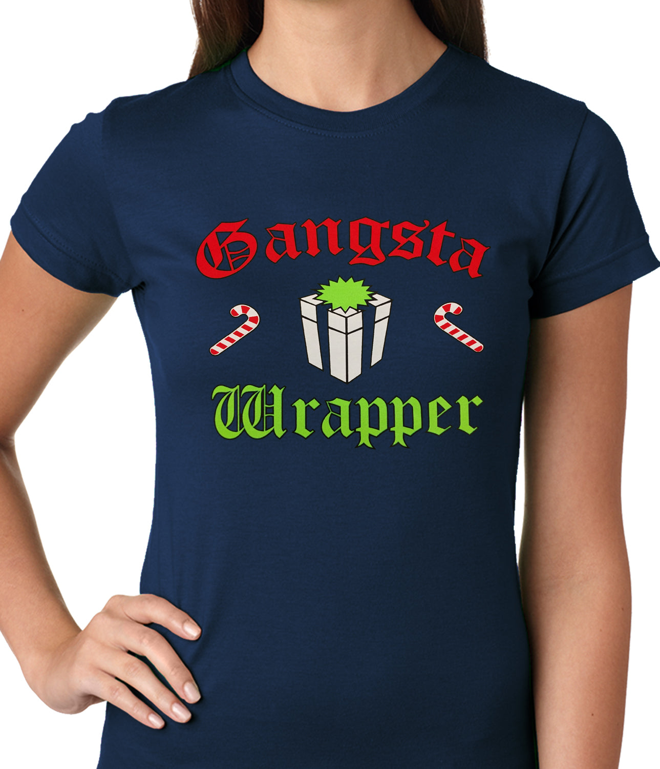 Gangsta Wrap Funny Christmas Ladies T-shirt
