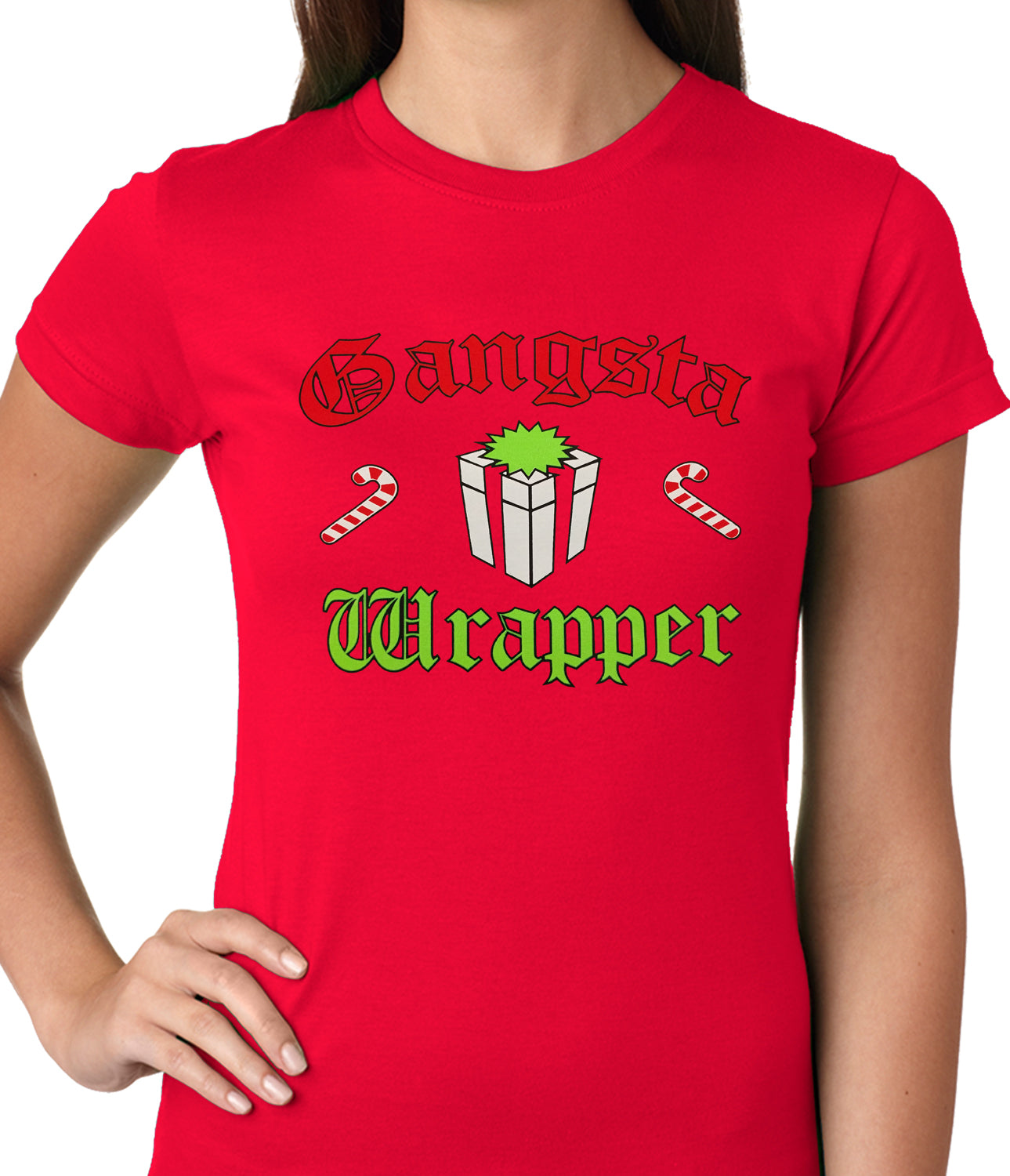 Gangsta Wrap Funny Christmas Ladies T-shirt