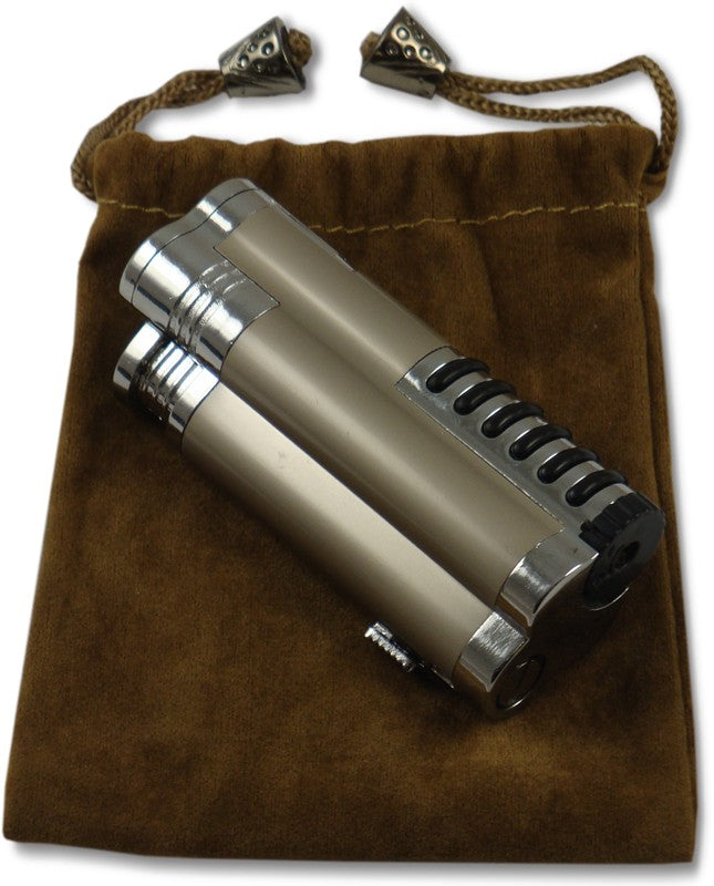 Gentleman's Triple Torch Cigar Lighter With Retractable Hole Punch