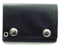 Genuine Leather Chain Wallet (Plain Black)