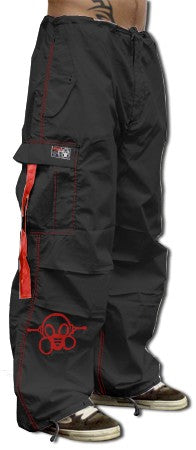 Ghast Cargo Drawstring Pants (Black / Red)
