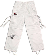 Ghast Cargo Drawstring Raver Pants (White)