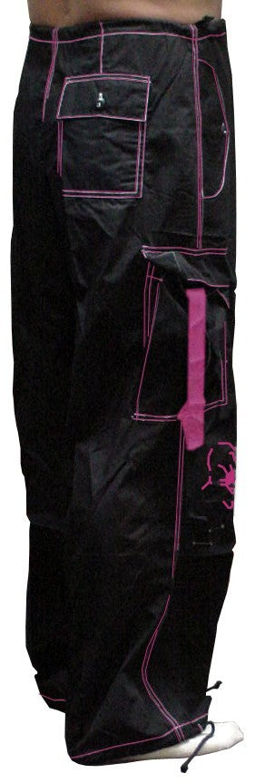Ghast Contrast Stitch Cargo Dance Pants (Black / Pink)