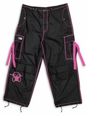 Ghast Contrast Stitch Cargo Dance Pants (Black / Pink)