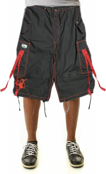 Ghast Contrast Stitch Cargo Shorts (Black/Red)