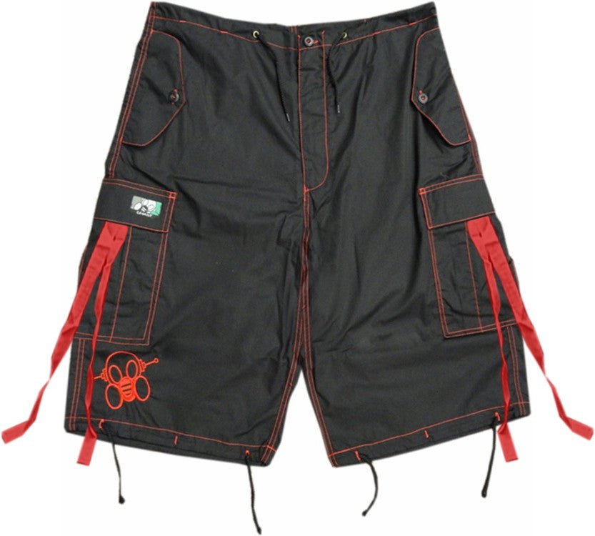 Ghast Contrast Stitch Cargo Shorts (Black/Red)