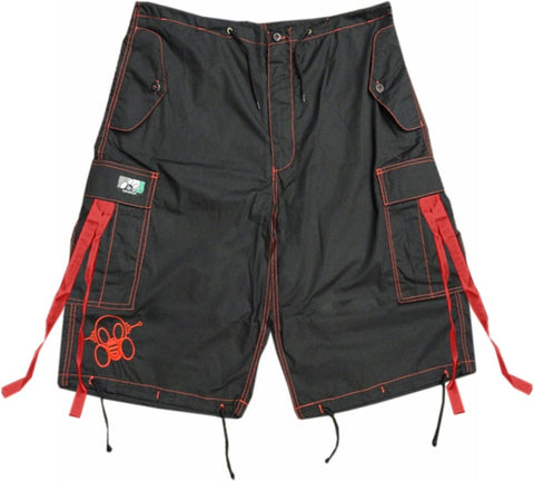 Ghast Contrast Stitch Cargo Shorts (Black/Red)