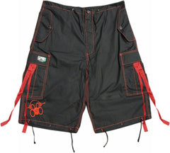 Ghast Contrast Stitch Cargo Shorts (Black/Red)
