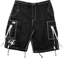 Ghast Contrast Stitch Cargo Shorts (5XS) (Black/White)