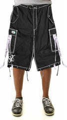 Ghast Contrast Stitch Cargo Shorts (5XS) (Black/White)
