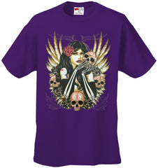 Girl with Skulls and Feather Wings Men's T-Shirt
