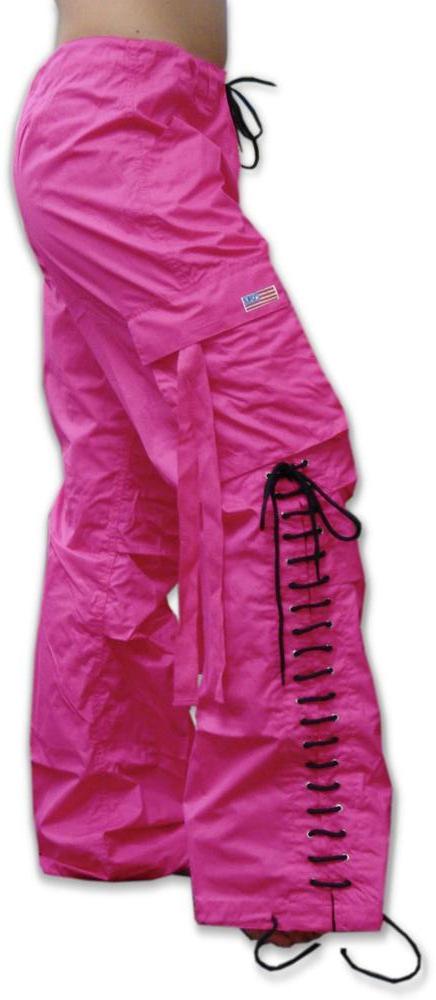 Girls Hipster Lace Up UFO Pants (Hot Pink / Black)