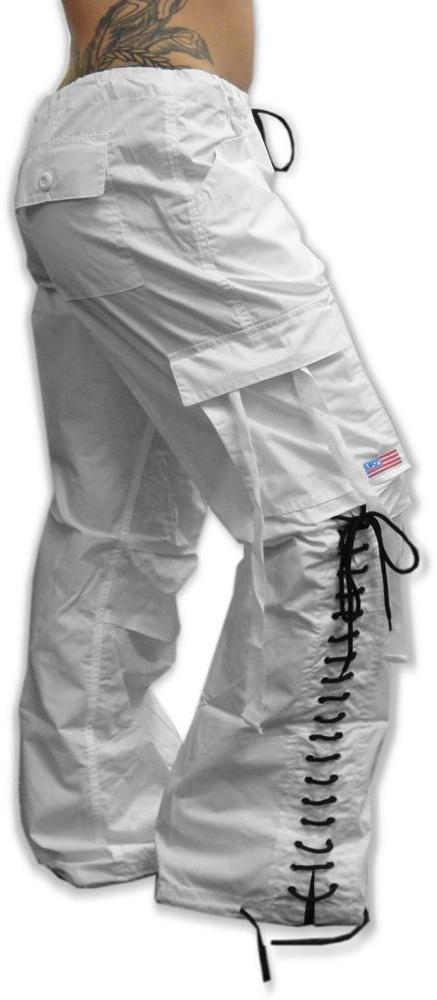 Girls Hipster Lace Up UFO Pants (White / Black)