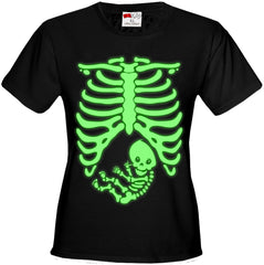 Halloween Shirt - Glowing Pregnant Skeleton Girl's T-Shirt
