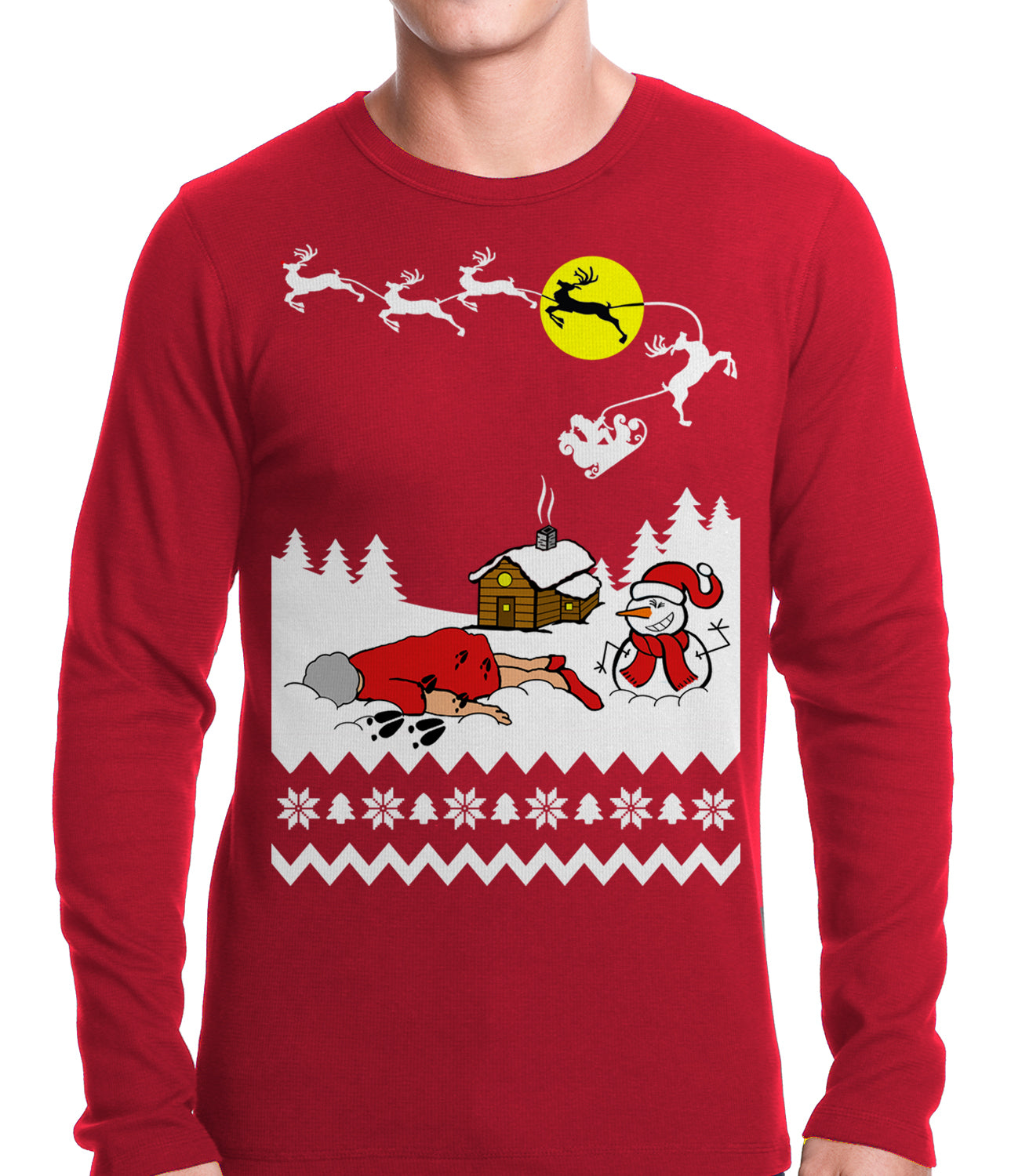 Grandma Got Run Over By A Reindeer - Ugly Christmas Thermal Shirt
