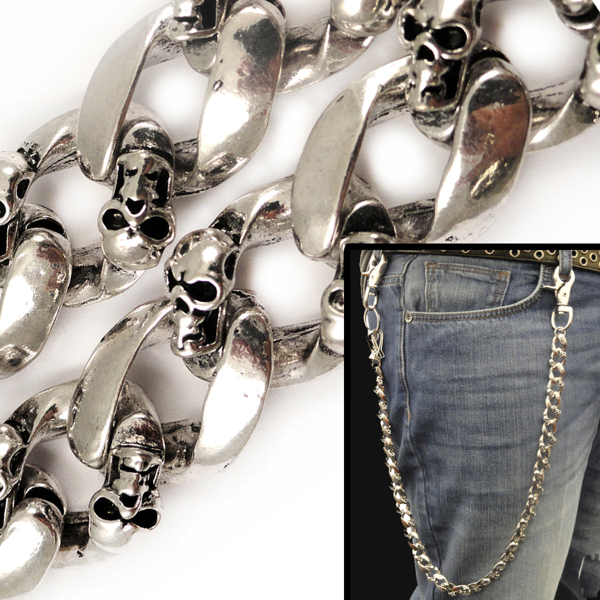 Graveyard Skulls Tough Link Jean and Wallet Chain