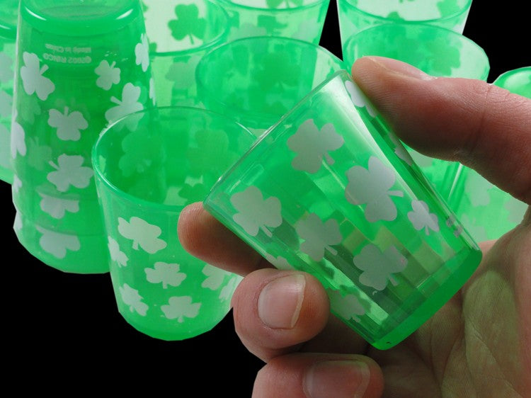 Green Irish Shamrock Shot Glass