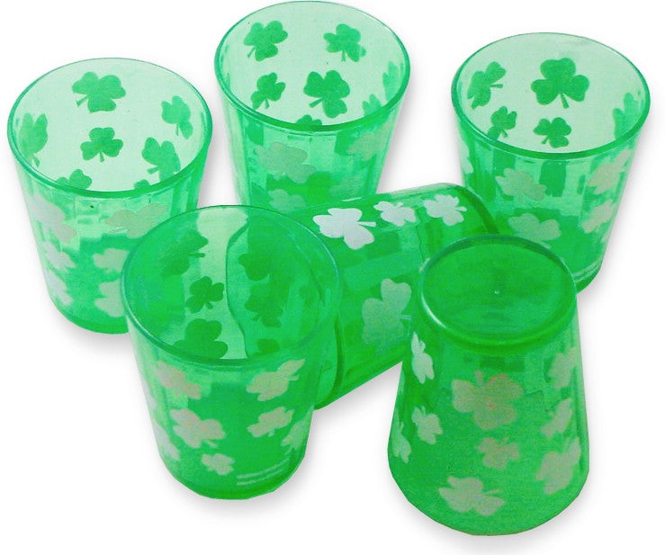 Green Irish Shamrock Shot Glass