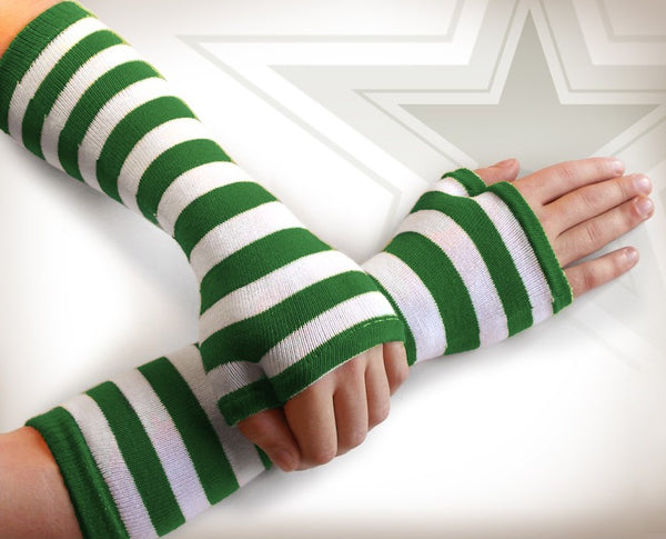 Green Striped Pair of Arm Warmers – Bewild