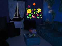 Groovy Sixties  Shape Glow in the Dark Wall Decorations (24 pack)