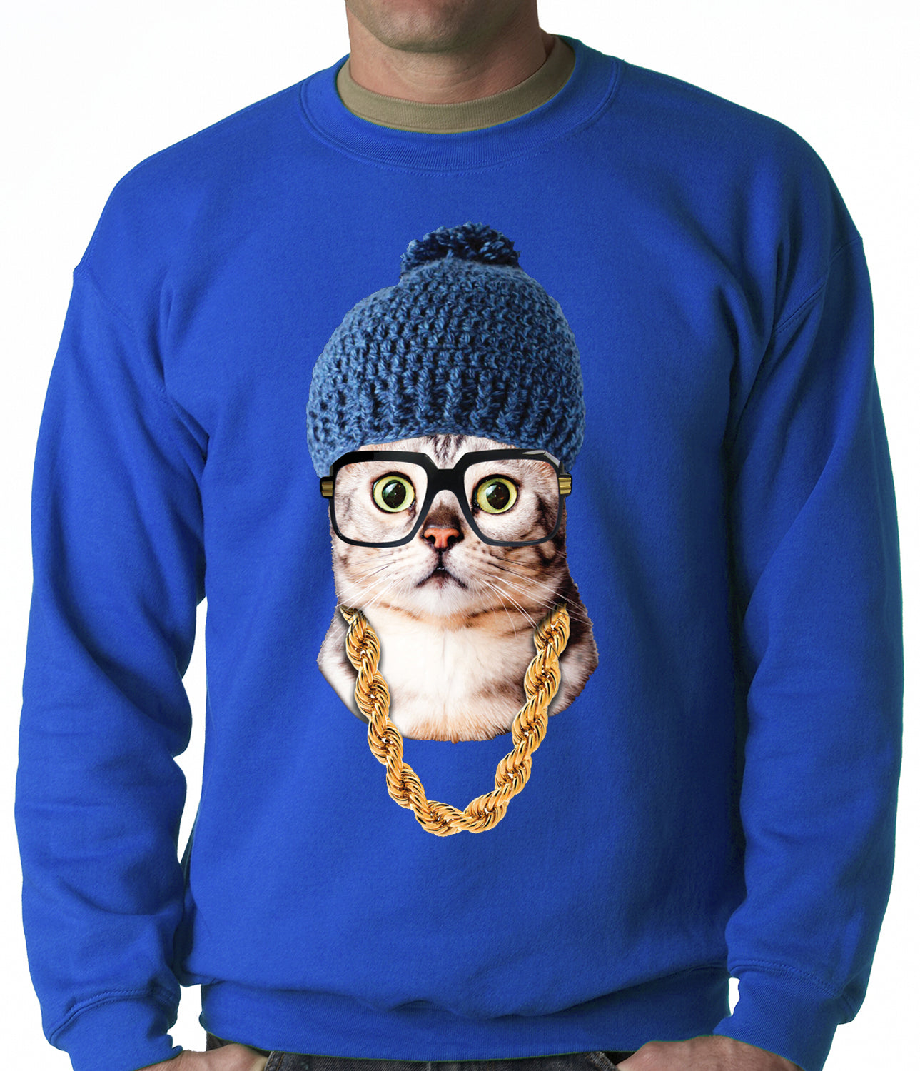 Hipster Kitten Adult Crewneck