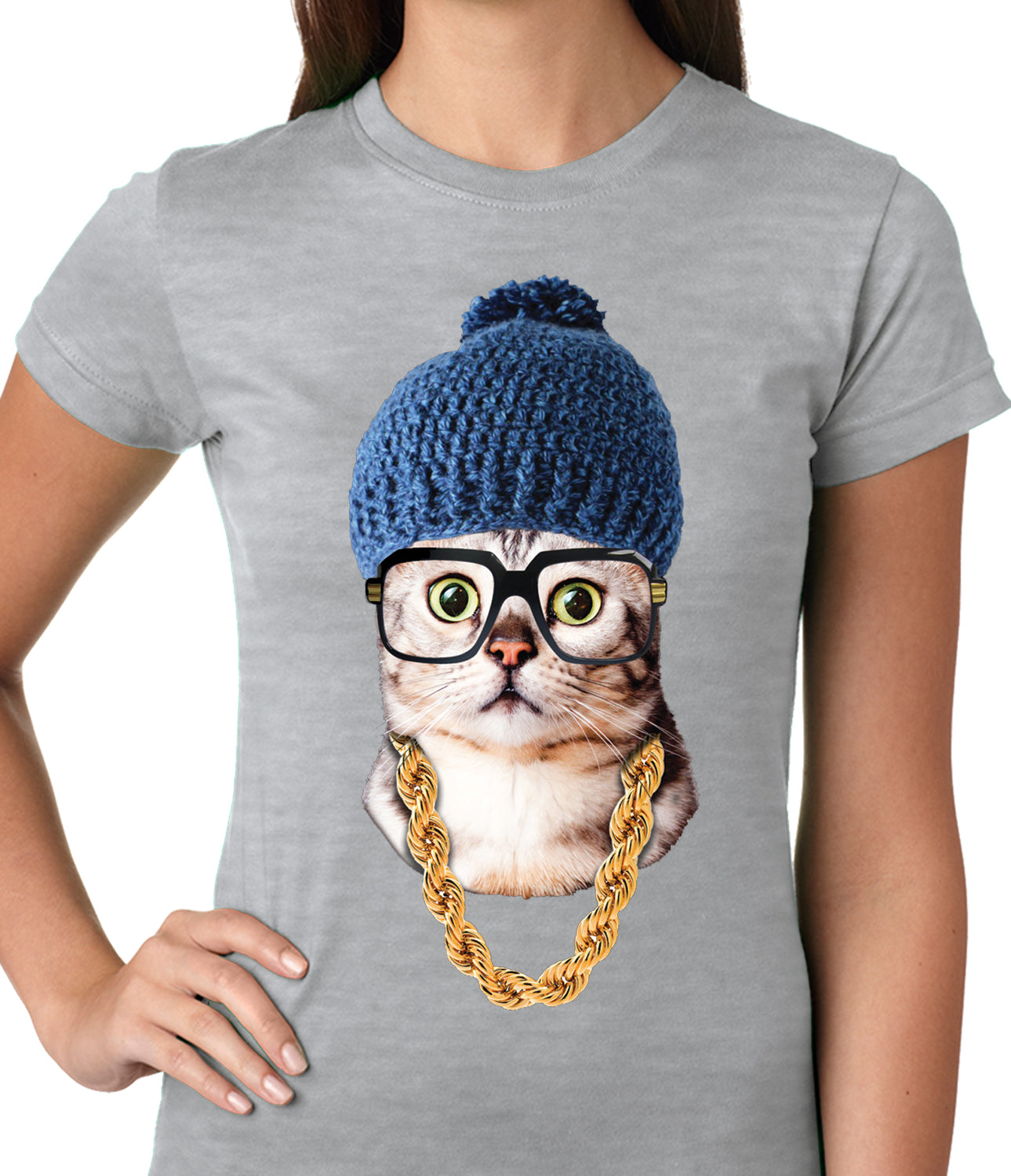 Hipster Kitten Ladies T-shirt