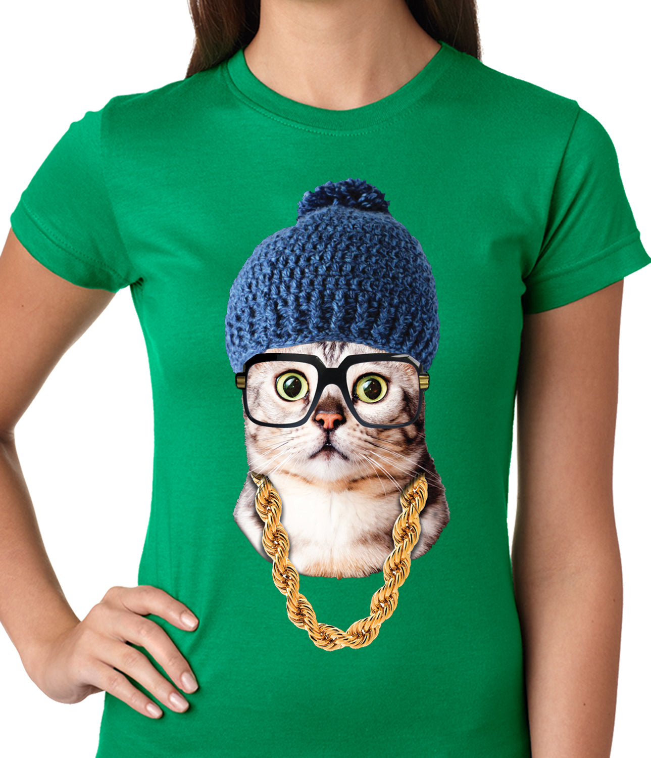 Hipster Kitten Ladies T-shirt